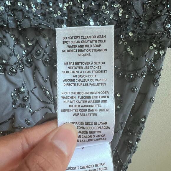 Adrianna Papell Beaded Mesh Blouson Sequin Embellishments Dress 0 Wedding Guest - Picture 11 of 13